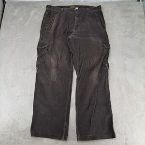 Vintage Y2K Old Navy Corduroy Cargo Pants Mens 36x32 Brown Flaws Utility Outdoor